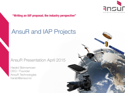 AnsuR and IAP Projects - ESA`s ARTES Applications