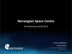 Norwegian Space Centre - ESA`s ARTES Applications