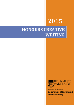 honours creative writing - Faculty of Arts
