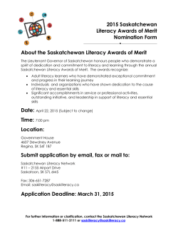 2015 Saskatchewan Literacy Awards of Merit Nomination Form