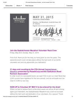 Join the Saskatchewan Marathon Volunteer Race Crew 31 days and