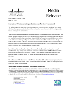 May 25 Media Release â 2015 Elite Athletes Coming to Saskatoon