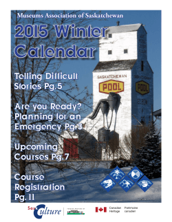 2015 Winter Calendar - Museums Association of Saskatchewan