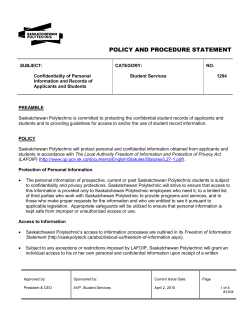 POLICY AND PROCEDURE STATEMENT