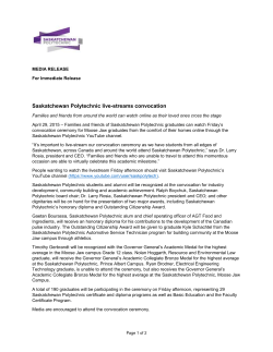 Printable media release - Saskatchewan Polytechnic
