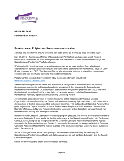 Printable media release - Saskatchewan Polytechnic
