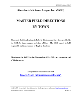 Master Directory of Playing Fields and Directions