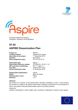 D7.02 ASPIRE Dissemination Plan - Aspire-FP7