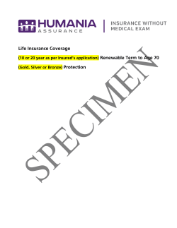 specimen policy document Life Insurance