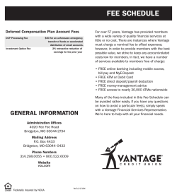 FEE SCHEDULE - Vantage Credit Union