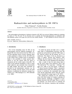 R adioactivities and nucleosynthesis in SN 1987A