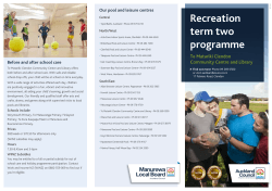 recreation programme - Auckland Council Pools and Leisure Centres