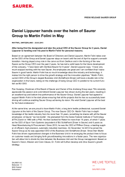 Daniel Lippuner hands over the helm of Saurer Group to Martin