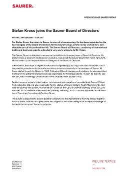 Stefan Kross joins the Saurer Board of Directors