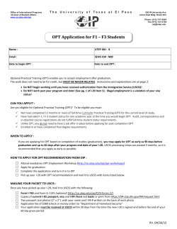 OPT Application for F1 â F3 Students