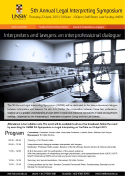 5th Annual Legal Interpreting Symposium Interpreters and lawyers