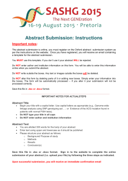 Abstract Submission: Instructions