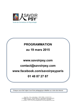 PROGRAMMATION au 19 mars 2015 www.savoirpsy.com contact