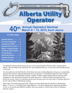 Annual Operators Seminar March 9 â 13, 2015, Banff, Alberta