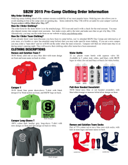 SB2W 2015 Pre-Camp Clothing Order Information