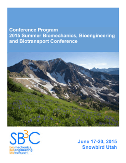 Conference Program 2015 Summer Biomechanics, Bioengineering