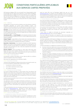 CONDITIONS PARTICULIÃRES APPLICABLES AUX