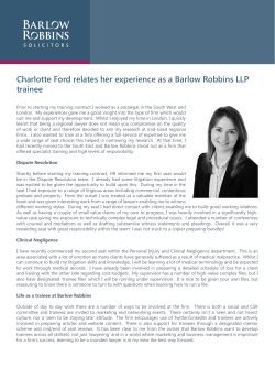 Charlotte Ford relates her experience as a Barlow Robbins LLP
