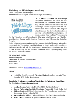 Einladung zur FlÃ¼chtlingsveranstaltung - ver.di | Berlin