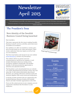 Newsletter April 2015 - Swedish Business Council