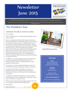 Newsletter June 2015 - Swedish Business Council