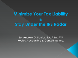 Minimize Your Tax Liability & Stay Under the IRS Radar