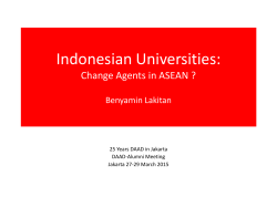 Indonesian Universities: Change Agents in ASEAN Benyamin Lakitan