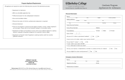 Graduate Program Application for Admission