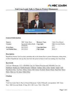 Ted Cruz Leads Talk-A-Thon to Protest Obamacare