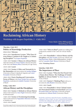Reclaiming African History - Basel Graduate School of History
