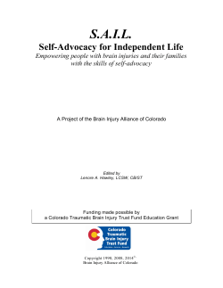 Self Advocacy Manual (SAIL) - Brain Injury Alliance of Colorado