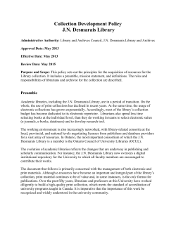 Collection Development Policy - JN Desmarais Library & Archives