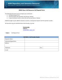 NIMH Stem Cell Resource Cell Deposit Form