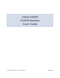 Gilson 151/152 UV/VIS Detectors User`s Guide
