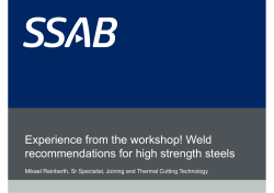 Weld recommendations for high strength steels
