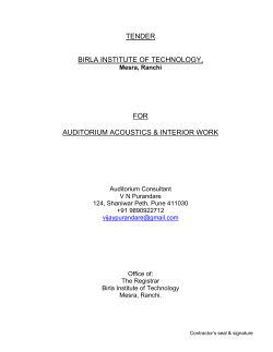 Tender for âAuditorium Acoustics & Interiorâ