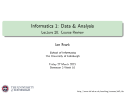 Data & Analysis - Lecture 20 - Informatics Blog Service
