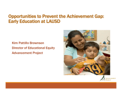 Opportunities to Prevent the Achievement Gap