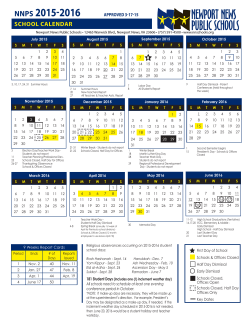 2015-16 District School Calendar
