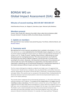 BONSAI WG on Global Impact Assessment (GIA)