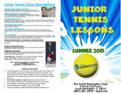 Junior Tennis Lesson Schedule Summer Schedule