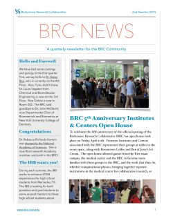 BRC News - 2nd Quarter, 2015 - BioScience Research Collaborative