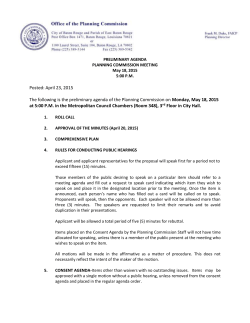 Posted: April 23, 2015 The following is the preliminary agenda of the