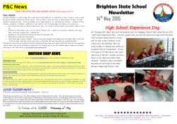 P&C News Brighton State School Newsletter 14 May 2015