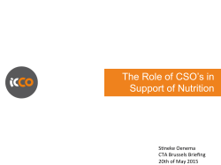 The Role of CSO`s in Support of Nutrition